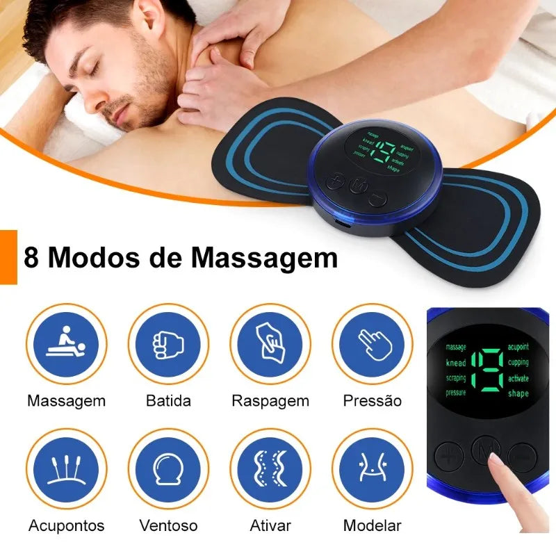 Mini massageador elétrico portátil de estimulação de pescoço EMS para alívio da dor muscular cervical