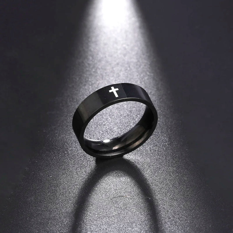 Skyrim anel de cruz de aço inoxidável, masculino, feminino, cristão, jesus, casal, joias, presente para namorados