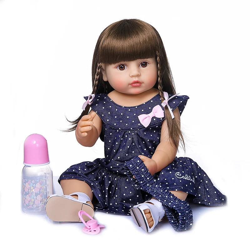 Boneca Reborn - Npk 50cm corpo inteiro silicone macio popular doce rosto reborn criança bebê menina boneca aniversário presente de natal boneca de alta qualidade