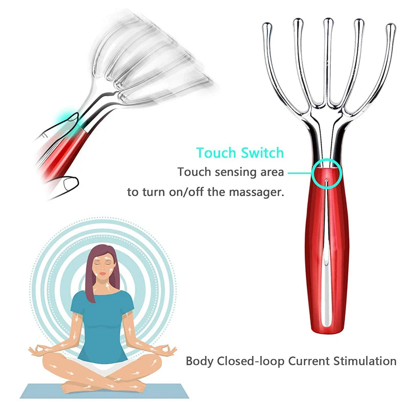 Cabeça elétrica de cinco dedos relaxar massageador de cabelo spa couro cabeludo pescoço dor de cabeça alívio do estresse cabeça de liberação de corpo inteiro massagem portátil