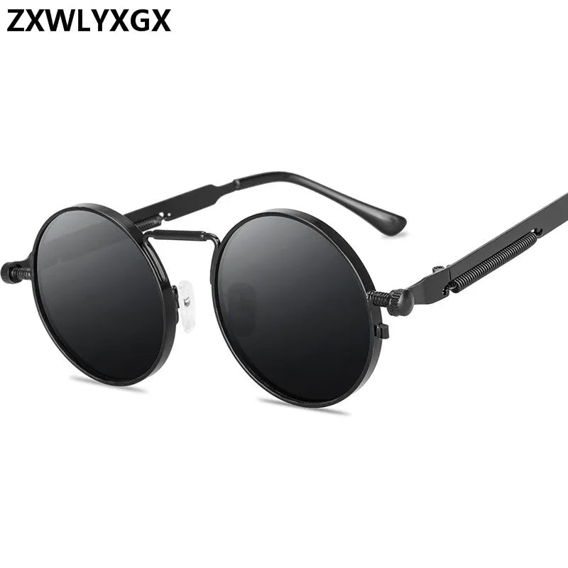 Óculos de sol estilo punk vintage masculino retro redondo armação de metal feminino óculos de sol moda gafas sol mujer uv400