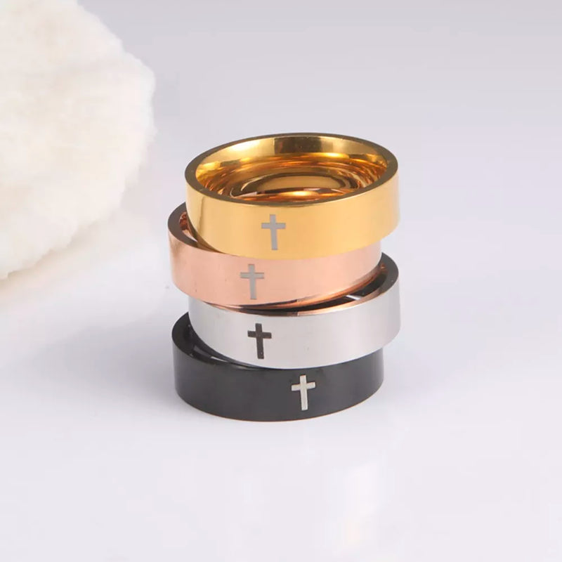 Skyrim anel de cruz de aço inoxidável, masculino, feminino, cristão, jesus, casal, joias, presente para namorados