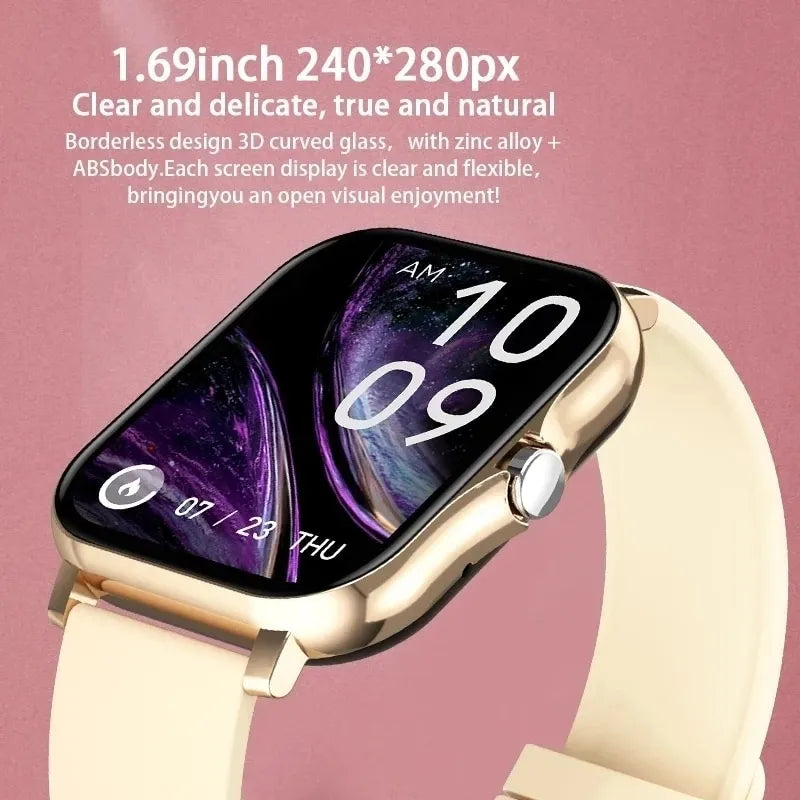 Relógio inteligente para homens mulheres presente tela de toque completa esportes fitness relógios bluetooth chamadas digital smartwatch relógio de pulso