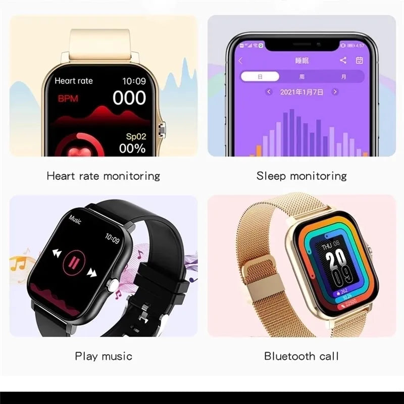 Relógio inteligente para homens mulheres presente tela de toque completa esportes fitness relógios bluetooth chamadas digital smartwatch relógio de pulso