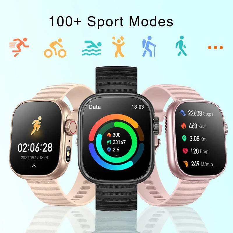 Senbono relógio inteligente masculino feminino lanterna led 100 + modos esportivos rastreador de fitness temperatura corporal tela de 2.01 polegadas smartwatch masculino feminino