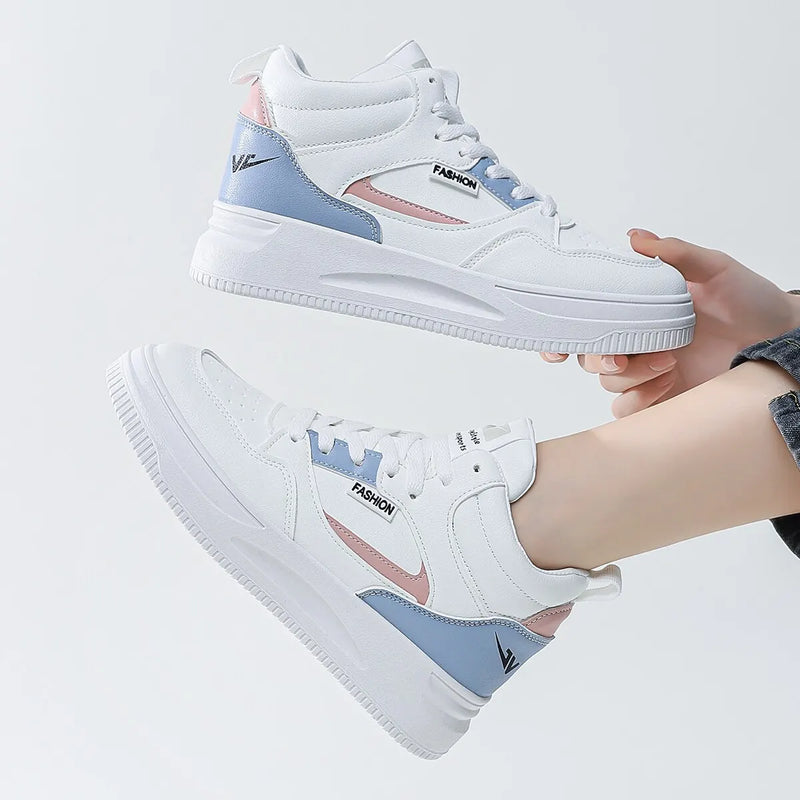 Tenis Feminino branco colorblock rendas frente sapatos de skate tênis de alta qualidade tênis de trabalho leve para ginásio ao ar livre, frete gratis
