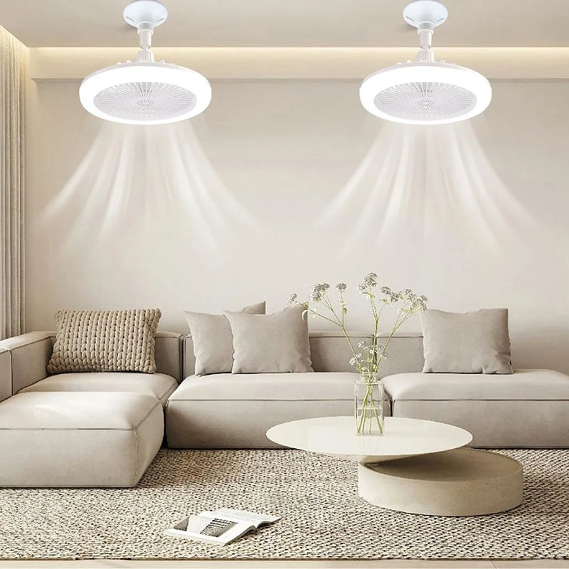 Ventiladores de teto com controle remoto e luz LED Ventilador de lâmpada E27 Base conversora inteligente e silencioso Ventiladores de teto para quarto e sala de estar