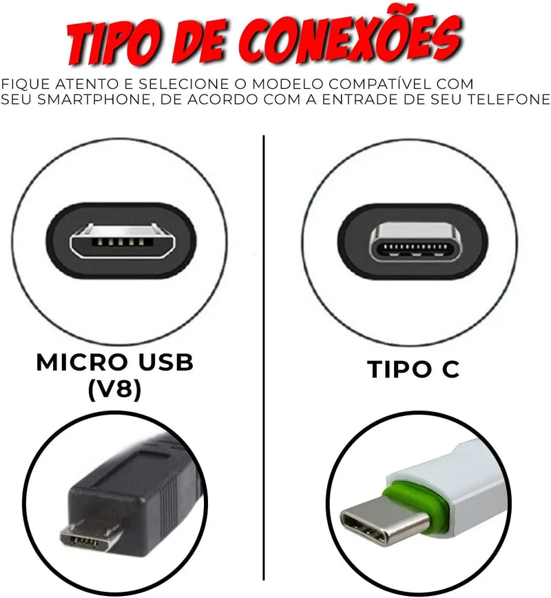 2023 NEW Kit Mobilador Para Celular Gamer  Led Rgb + Mouse Gamer 1600dpi + Suporte Celular + Conectores (TIPO C) FRETE GRATIS