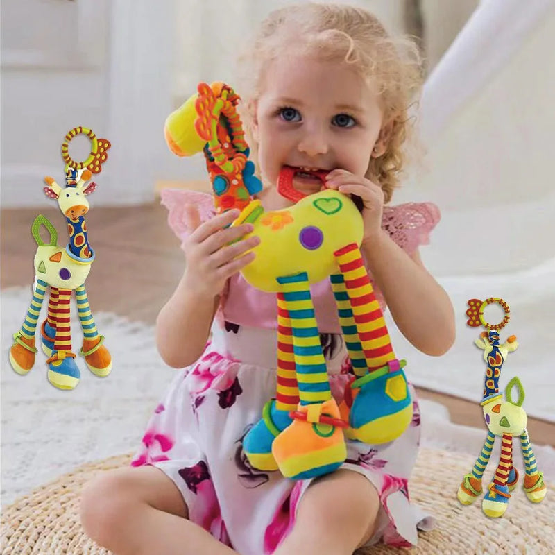 Desenvolvimento do bebê girafa macia animal handbell chocalho brinquedos de girafa de pelúcia/brinquedos de chocalho animal girafa do bebê/animal girafa macio