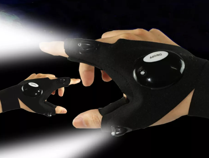 LED noite pesca meio-dedo luvas respirável três dedos iluminação ao ar livre reparação de carro reparação de automóveis lâmpada de dedo reparação de automóveis